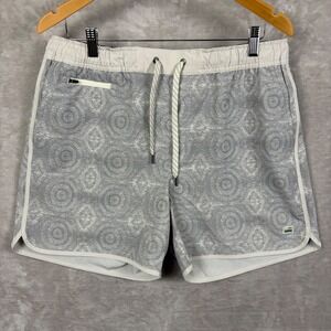 Vuori Banks Shorts Mens XL Platinum Fresco Geometric Athletic Swim Unlined
